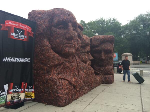 teddyroosevelt's tweet photo. mmmmm, jerky RT @JackLinks: We give you....#MEATRUSHMORE! Happy National Jerky Day! #JerkyDay #JackLinks http://t.co/Z40itnJ2vu