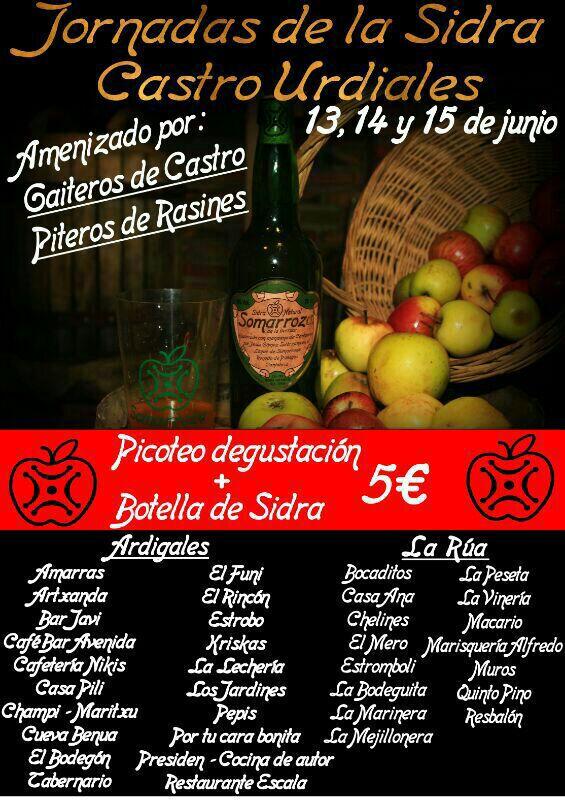 Este fin de semana, Jornadas de la Sidra en Castro Urdiales!! Botella de sidra y picoteo degustación por 5€!!