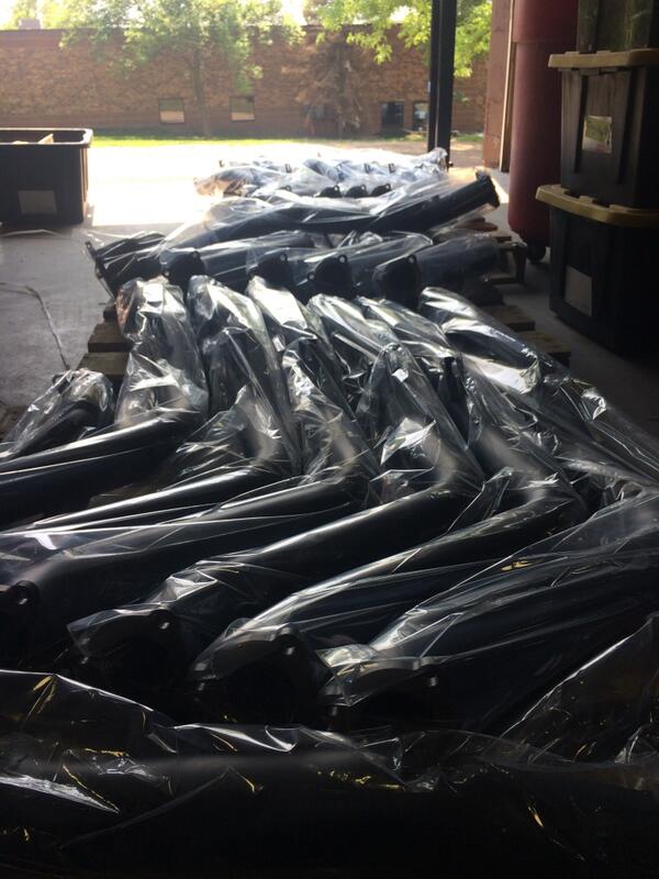 GrimmSpeed's tweet photo. I'm afraid if we leave this batch of downpipes spooning like this, we may end up with baby uppipes in the morning... http://t.co/UGMd48w8oQ