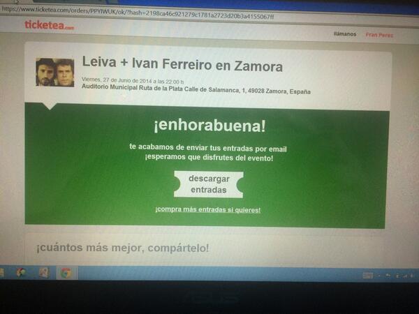 Fran_Perez_'s tweet photo. El 27 vamos a gozarlo chavales! @Leiva_Oficial e @ivanferreiro en Zamora! http://t.co/MvewstR99a