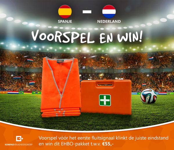 Kompasvgroep's tweet photo. Ben jij al klaar voor #wk2014? Voorspel de uitslag Spanje-Nederland en win een #EHBO pakket: http://t.co/j4m4im3dT6 http://t.co/oHDmkhiIxs