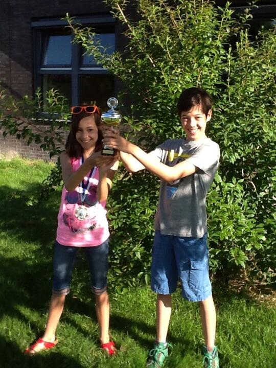 Feluna en Damian  uit groep 8c zijn eerste geworden tijdens de danswedstrijd op woensdag 11 juni jl.