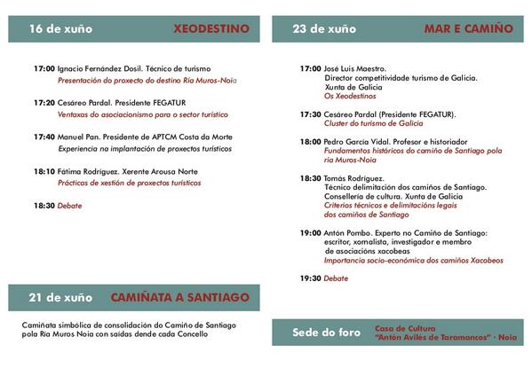 margalaica's tweet photo. 1º Foro Turístico Xeodestino Ría Muros-Noia "Mar e Camiño" os días 16 e 23 de xuño na Casa da Cultura de Noia http://t.co/uFRUWiFRV4