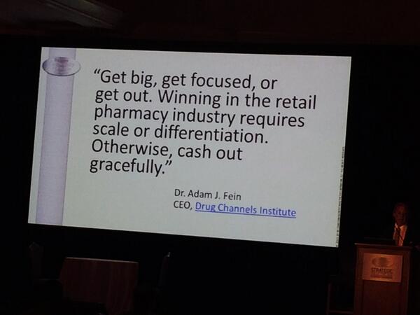 RxcomCHN's tweet image. Poignant quote about winning in the #RetailPharmacy industry from @DrugChannels' Dr. Fein

#RxcomCHN