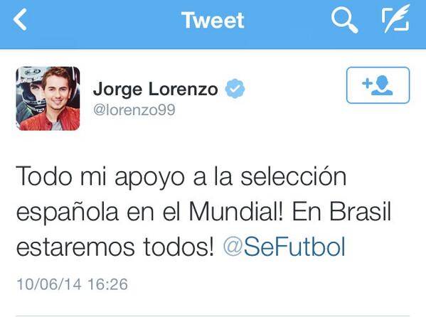 SEFutbol's tweet photo. ¡Necesitamos tu aliento! @paugasol, @marcmarquez93, @lorenzo99... nos han mandado ánimos. ¡GRÍTALO! ¡#VamosEspaña! http://t.co/lROQgj6oSI
