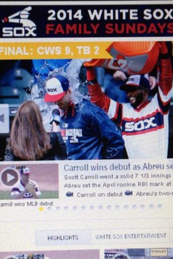 Scotty_Carroll's tweet photo. #tbt to probably the greatest day of my life! #gatoradebath #mlbdebut #whitesox #reallyniceandgood http://t.co/CAM0YhHvut