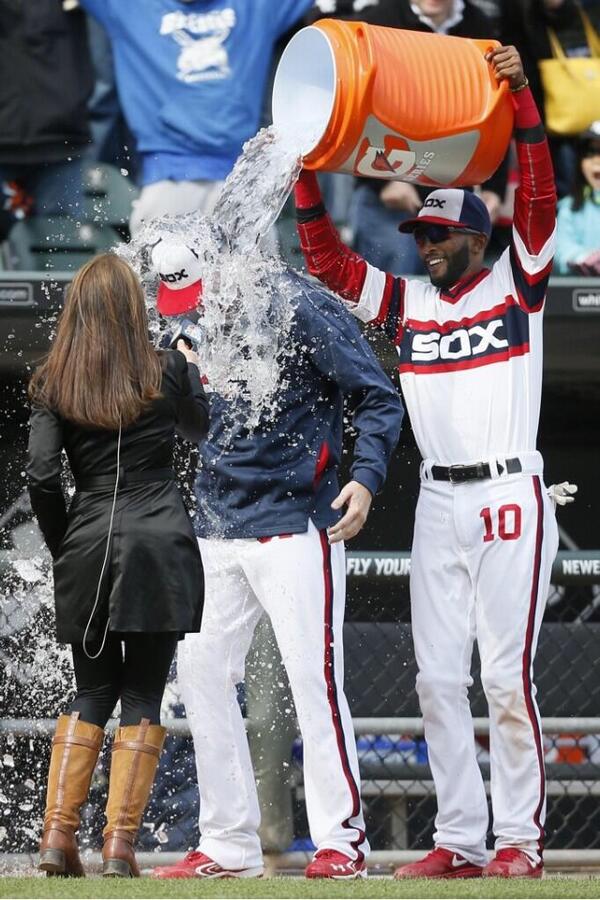 Scotty_Carroll's tweet photo. #tbt to probably the greatest day of my life! #gatoradebath #mlbdebut #whitesox #reallyniceandgood http://t.co/CAM0YhHvut