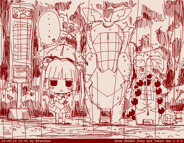 レイアウトおわったのでらくがき。さあ原画作監に入るかー、、、 #tegaki_dt 