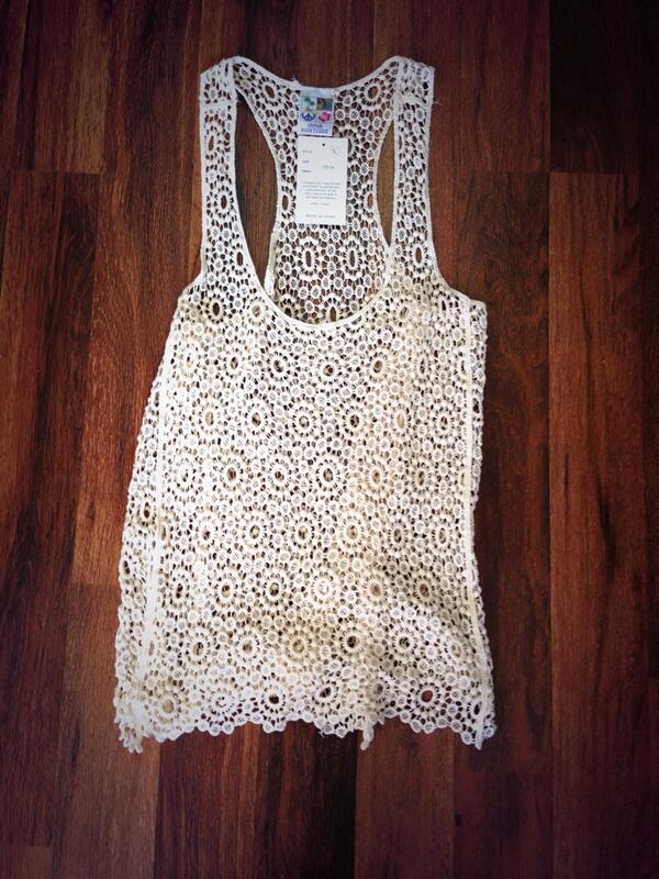 New clothing in! Crochet tank top, $30