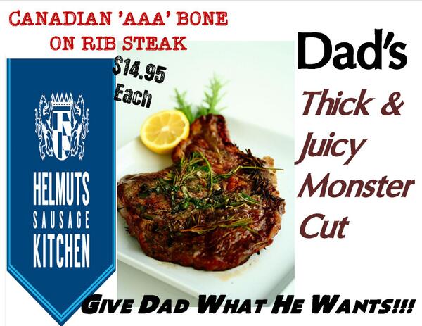 HelmutSausage's tweet photo. Why buy tools?....What Dad really needs is a Canadian AAA Prime Rib Steak 
Thick and Juicy!!! http://t.co/M3WYgZDRht