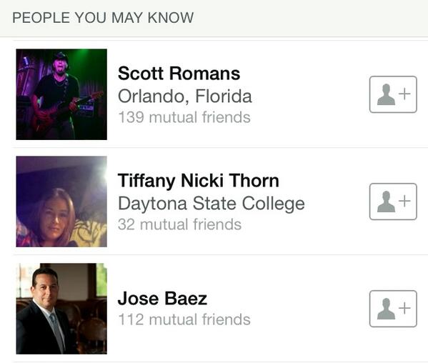tuddle's tweet image. On Facebook under people I may know it's shows Jose Baez. I wonder if he'd accept my friend request?