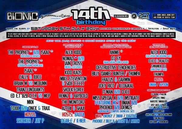 bionicevents's tweet image. #bionic14 at #motion #bristol 5/7/14 
@FallonDJ @DJ_Pikey @MC_ENERGY @minimal_Jay_P @TranzLinquants @EdETDTR