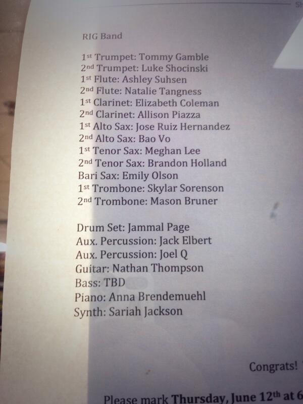 KennedySCBands's tweet photo. RIG band list for 2014-15 http://t.co/5qrsQonzi3