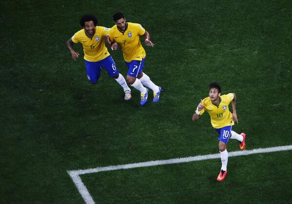 NeymarStuff's tweet photo. PHOTO: Neymar celebrates his goal against Croatia - http://t.co/Q43GnWCJQS