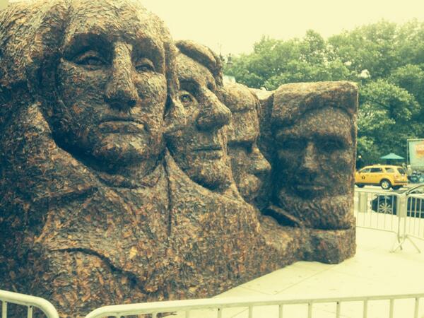 1bobcohn's tweet photo. In recognition of National Jerky Day, there's this in Columbus Circle. #MeatRushmore http://t.co/GQKrzD5iLn