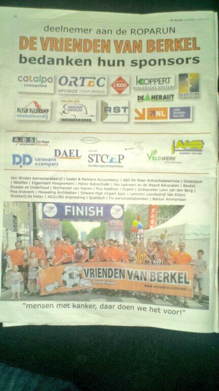 Namens <a href="/VriendenvBerkel/">Vrienden van Berkel</a> wil ik @ORTEC_NL  bedanken voor de steun aan <a href="/Stg_Roparun/">Stichting Roparun</a>.