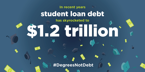 BarackObama's tweet image. Retweet if you think it's time to act on the student loan debt crisis. #DegreesNotDebt