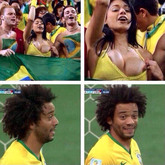 TheClubPark's tweet photo. What actually happened!! The reason why Marcelo took his eye off the ball. http://t.co/ZtGuK6eN79