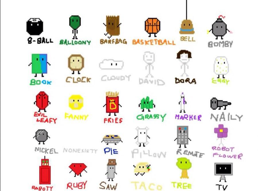 BFDI on Twitter: "BFDI Pixelated Recommended Characters http://t.co/cZ17...