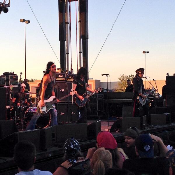 Funcoast's tweet image. LA Guns on stage NOW at @MadRiverHD for @ohiobikeweek