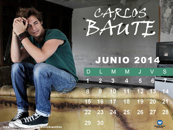 BauteMexico's tweet photo. @WarnerMusicArg nos regala este calendario del mes de Junio con el hermoso de @CarlosBaute. #wallpaper #background http://t.co/HXeTmQXtYK