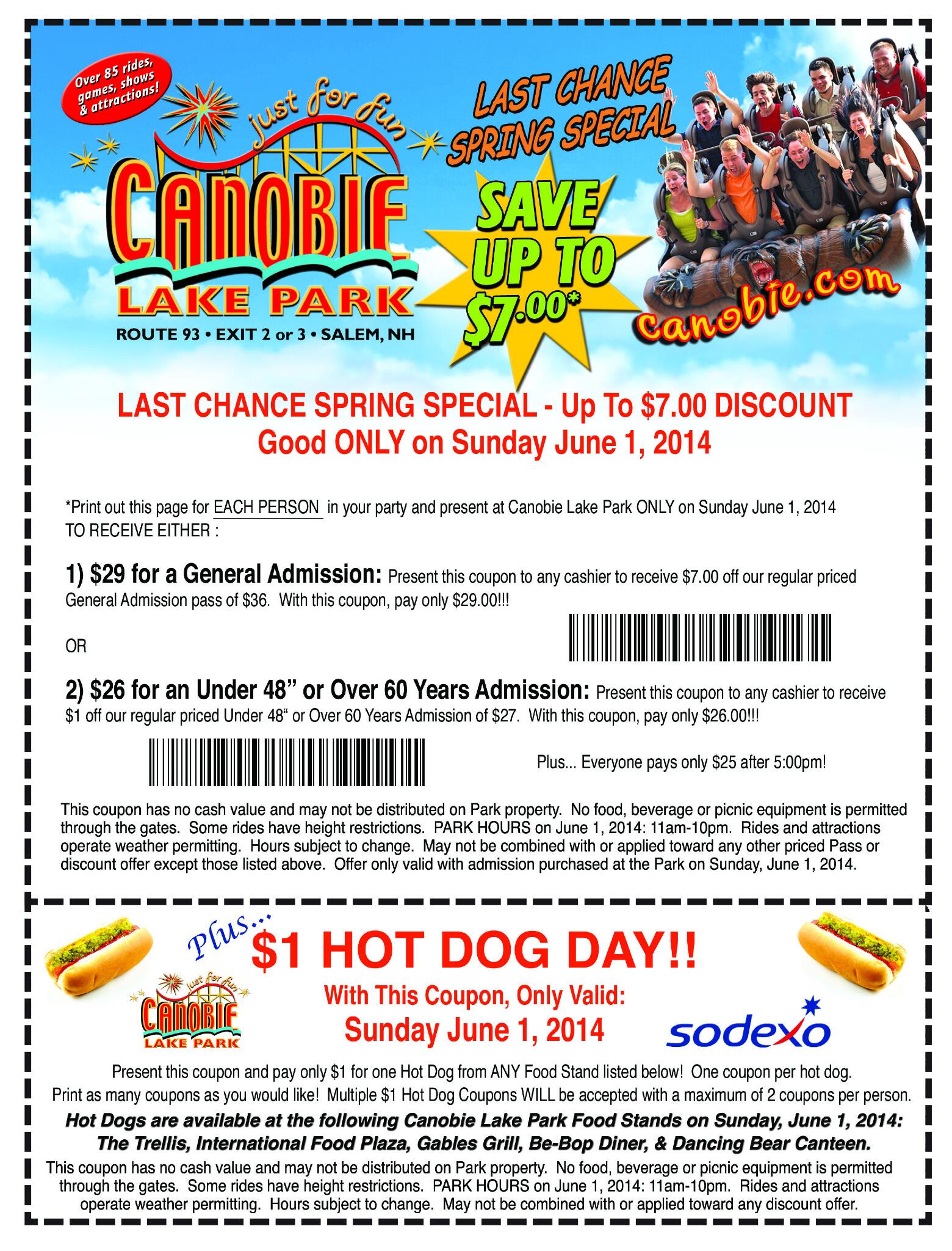Canobie Lake Park Coupons Printable Coupons DB 2016