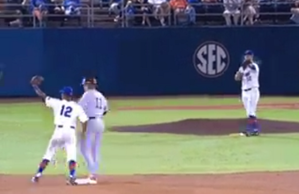 BleacherReport's tweet photo. VIDEO: The Florida Gators pull off the hidden ball trick vs. College of Charleston http://t.co/Ym6WAlnLqF http://t.co/MDQXfHHQnd