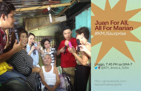 KM_Jessica_Soho's tweet photo. Si Marian Rivera, nakiki-sugod bahay na kasama ang Dabarkads at si Ms. Jessica Soho, bumisita rin sa kanila! Abangan: http://t.co/3m2LKXOIEI