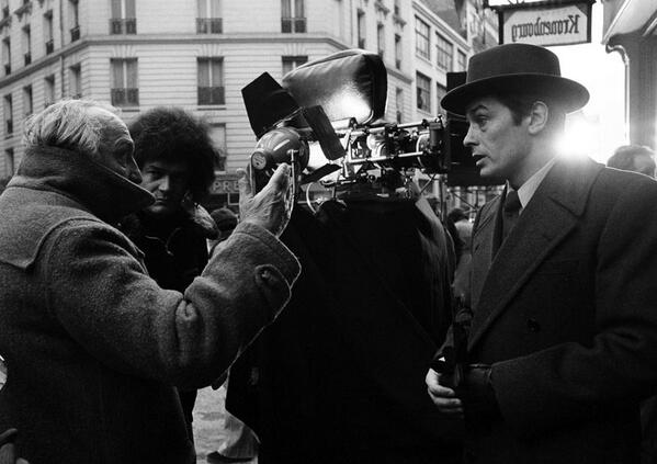 Joseph Losey directing Alain Delon on location for MR KLEIN (1976)