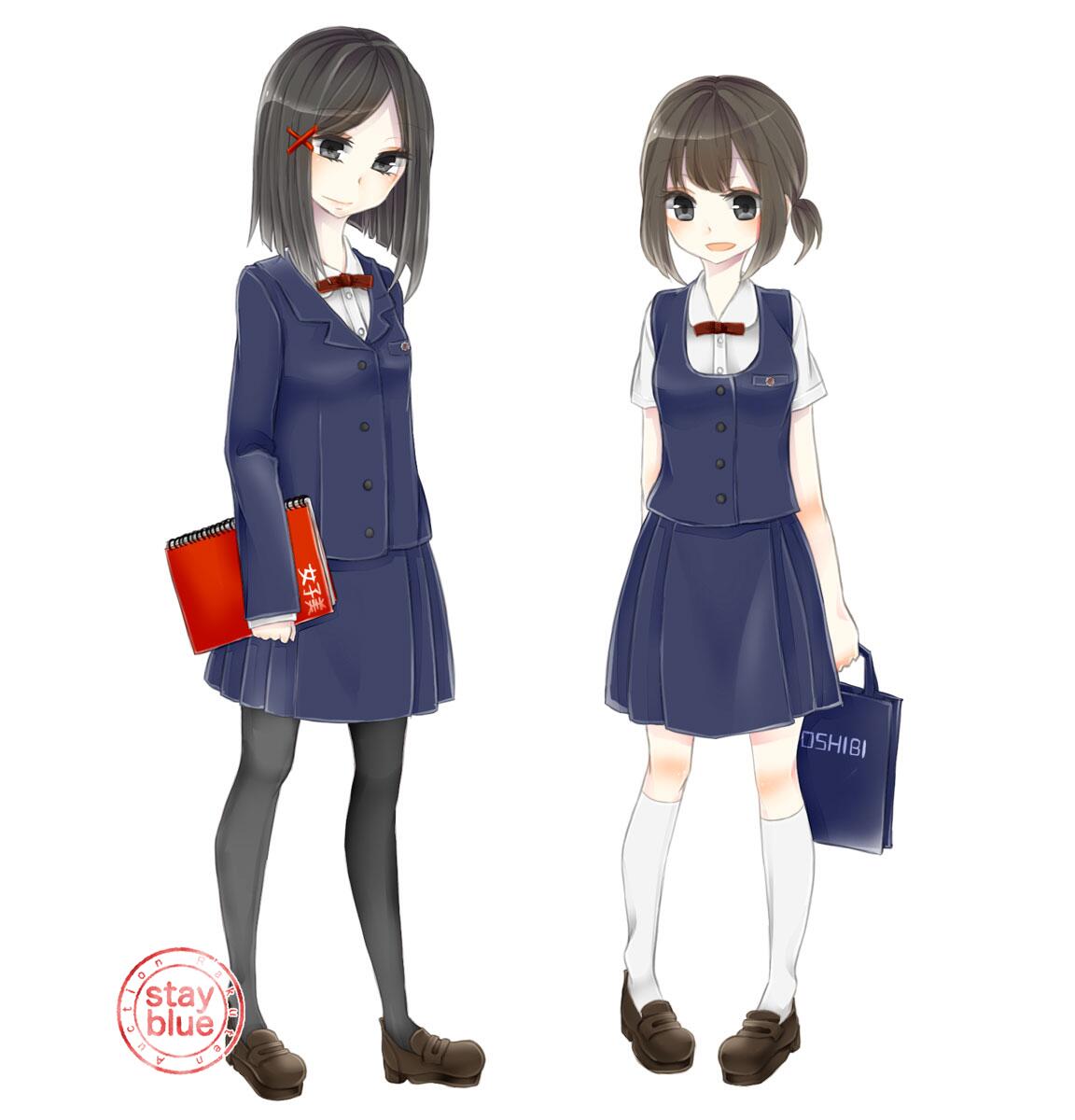 Stayblue 学校制服図鑑 女子美術大学附属中学の制服イラスト 付属高校は紺色のリボン 都内屈指の清楚制服 と思う 箱ひだスカートがいいですね Http T Co Irmrlb6jn8 Twitter
