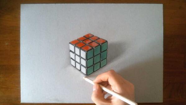 Amazing Drawings On Twitter Realistic 3d Art Of Rubik S Cube On