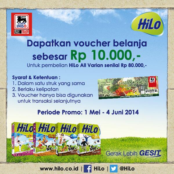 Liem_Merry's tweet photo. “@verrathresia  @InfoSuperIndo: Voucher belanja sebesar Rp 10.000 setiap pembelian HiLo all varian senilai Rp 80.000.http://t.co/PGkh4zmv0o”