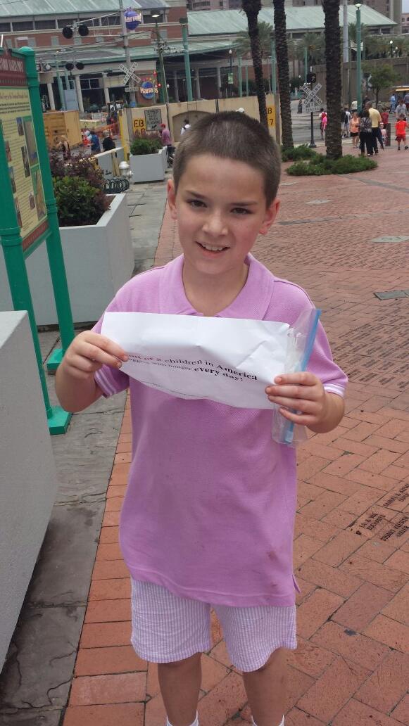 btsegraves's tweet photo. @funddat @NOLA_Oyster Happy 9 year old boy enjoyed his scavenger hunt. 1 out of 5 children struggle w hunger everyday http://t.co/yHEeabnutk