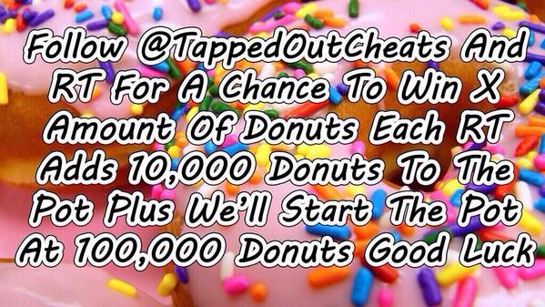 TappedOutCheats's tweet photo. Follow and Retweet to win #TappedOut #TappedOutCheats #TSTO pot  currently 300k donuts winner announced Thursday http://t.co/uzGAGQv6q8