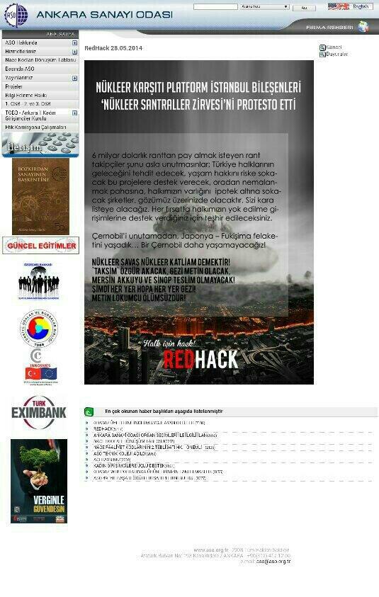 GazetecilerAgi's tweet image. Kızıl hacker grubu RedHack Ankara sanayi odası sitesini hackledi.Sayfaya bırakıln not; #RedHack #RedHackSUSTURULAMAZ