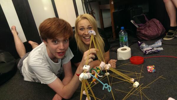 InsanityRadio's tweet photo. And here's the final product of Adam and Sarah's team-building exercise with spaghetti and marshmallows... #1287hours http://t.co/RcEgYKLtvQ