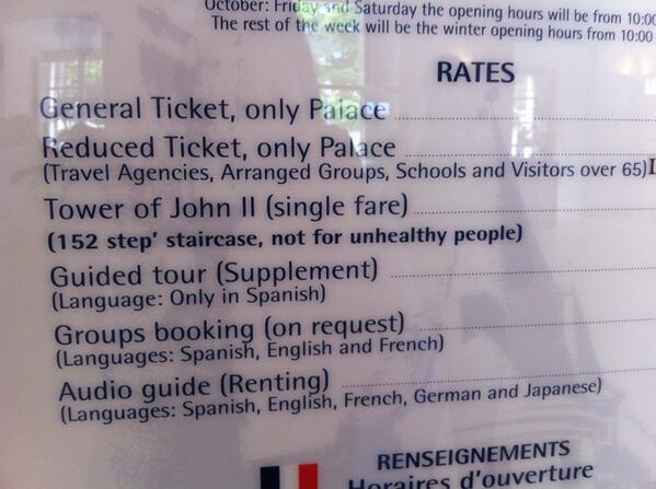 Vert det for mykje kebab kan ein gløyme å få gå opp i tårnet i Alcazaren i Segovia #notforunhealthypeople