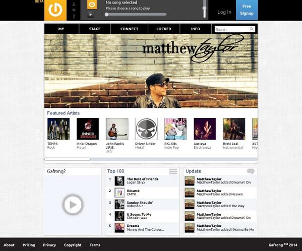 I'm a featured artist on <a href="/gafrong/">GAFRONG</a> 's main stage! Thanks for the feature! #gafrong #music #rock #blues #happyweekend