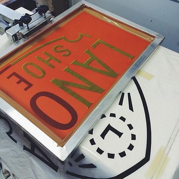 mediumcontrol's tweet image. We did a rad print job yesterday for @lanonashoes three 3 foot screens ! More soon. #lanonashoes #makethelogobigger