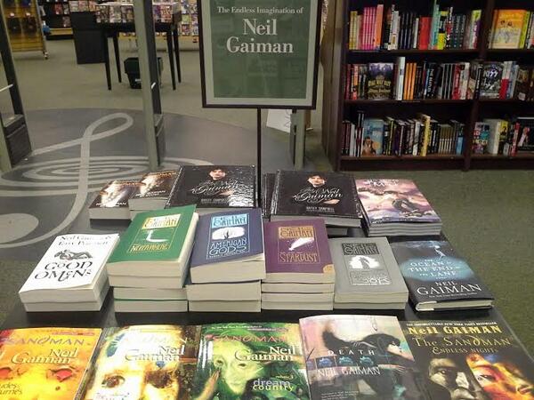 RestlessReader's tweet image. My local Barnes &amp;amp; Noble had this impressive @neilhimself table display. What a happy find!