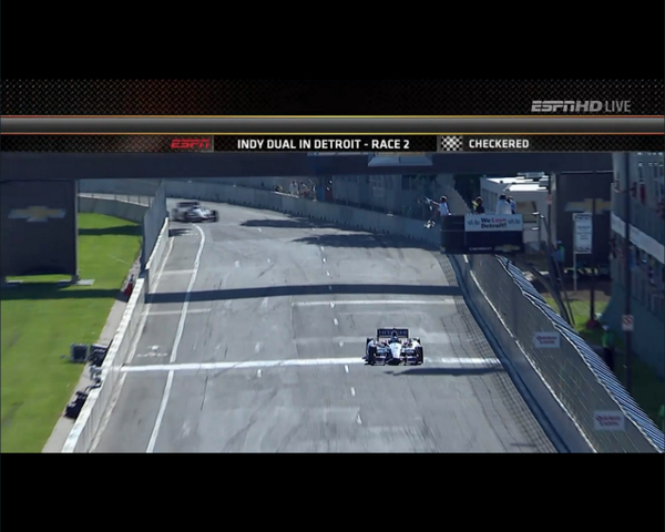 racefansdotnet's tweet photo. Helio Castroneves wins the second Dual at Detroit ahead of yesterday's winner Will Power! #IndyCar #BTSMotorsport http://t.co/sUFmpfnY3A