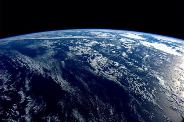 Goodnight from space. Our planet is almost all ocean and so pretty.