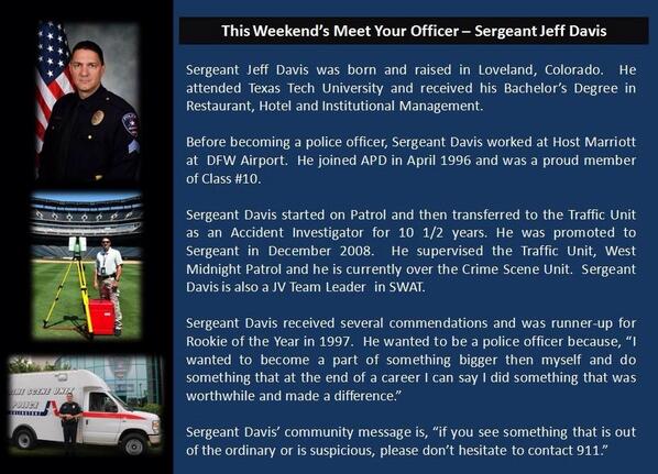 This Weekend’s Meet Your Officer – Sergeant Jeff Davis