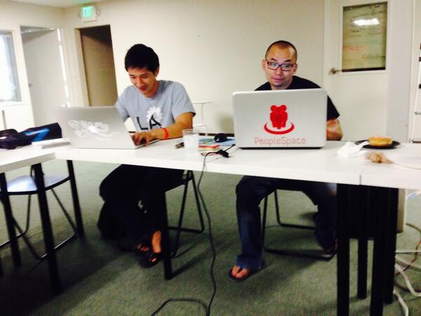 CodeforOC's tweet image. Hard at work and hard at play.  Hacking away at #hackforchange . @PeopleSpaceOC