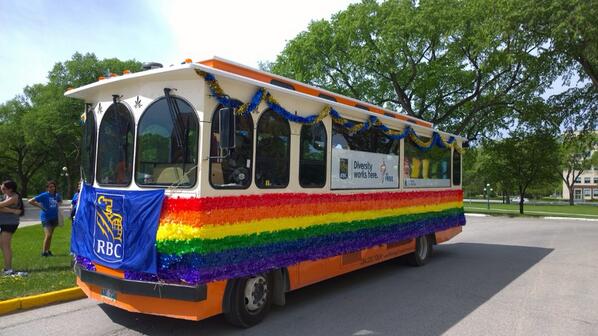 Trolley 356 looking its best for #pridewpg, thanks to the crew at RBC. Very proud to participate again this year!