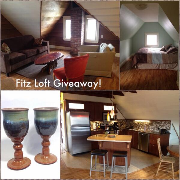 PotterDaughter's tweet photo. Few days left to enter our sweet #giveaway. 1 night at #FitzLoft + gift card to @VillagePottery. #Retweet to enter! http://t.co/lZ9rLpCNwl