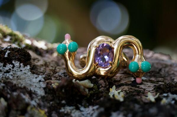 PringParis's tweet photo. Pring Paris jewelry - Caduceus in amethyst with turquoise eyes http://t.co/6pNH7UBUUv