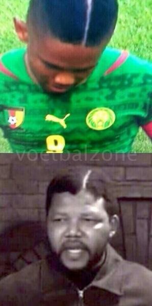 Samuel Eto'o werd op de social media uitgelachen om zijn nieuwe kapsel, maar hij weet wel beter. RIP Nelson Mandela.