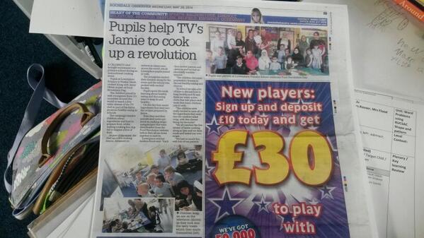 1ALowerplace's tweet photo. @pearl2535 @jamieoliver @FoodRev we made the paper!!! So proud of how much effort was put in by all! http://t.co/Sn2z9VeQiq