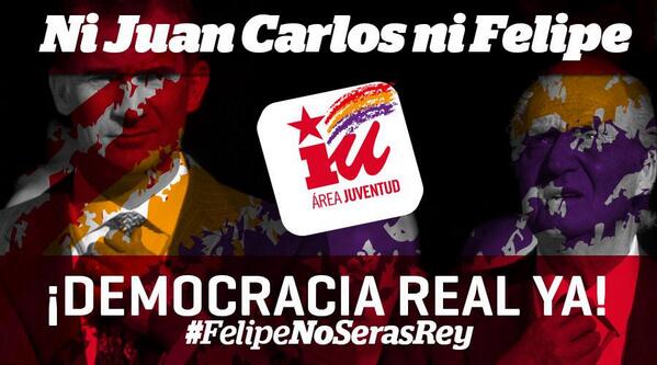 JovenesIU's tweet photo. Exigimos Referéndum y Proceso Constituyente ¡Por una democracia Real YA! #FelipeNoSerasRey http://t.co/BwlDwgYAMH